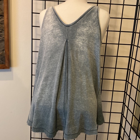 We The Free Teal Distress Washed Light Waffle A-Line Tank Oversized Womens Sz M - Picture 3 of 6